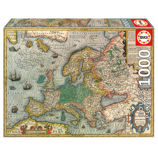 Map Of Europe, 1000-Universalios dėlionės-Brain Games LT
