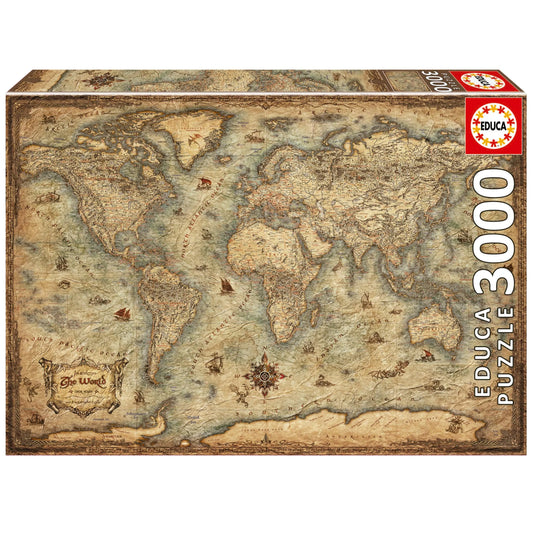 Map Of The World, 3000-Universalios dėlionės-Brain Games LT
