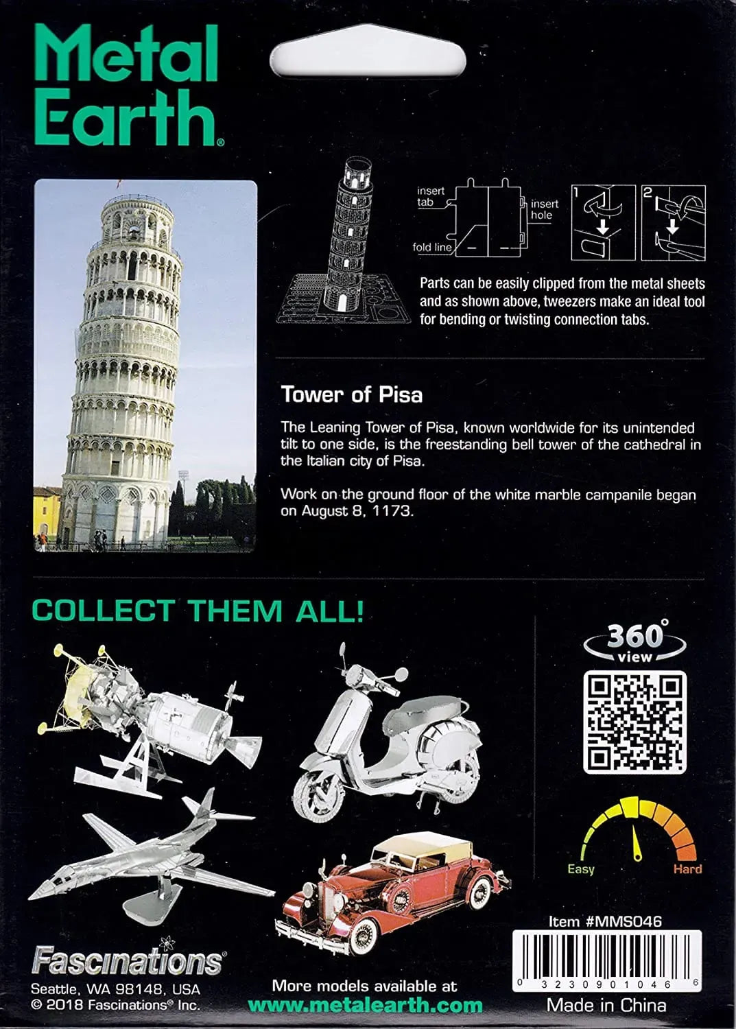 Metal Earth - The Leaning Tower of Pisa-Konstruktoriai-Brain Games LT