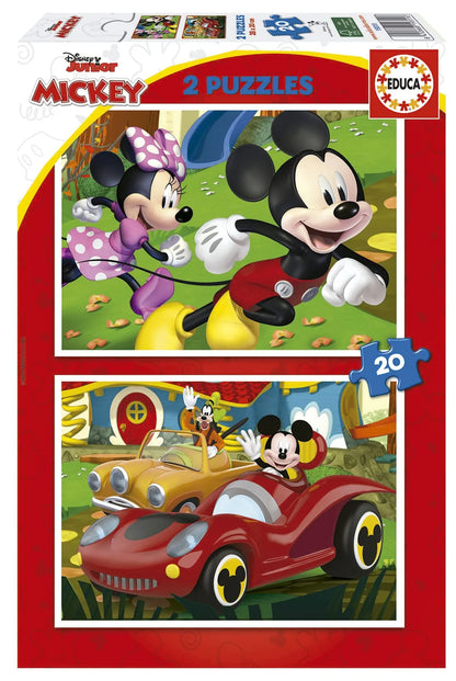 Mickey Mouse Fun House, 2 x 20-Vaikiškos dėlionės-Brain Games LT