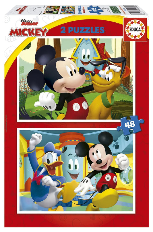Mickey Mouse Fun House, 2 x 48-Vaikiškos dėlionės-Brain Games LT