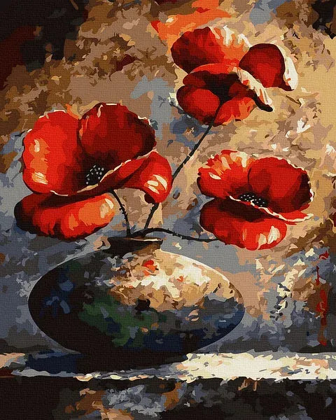 Miralus Rankdarbiai Raudonos aguonos vazoje 40x50 cm