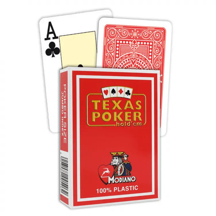 Modiano Texas Poker Hold Em Jumbo Index kortos (raudonos)-Kita-Brain Games LT