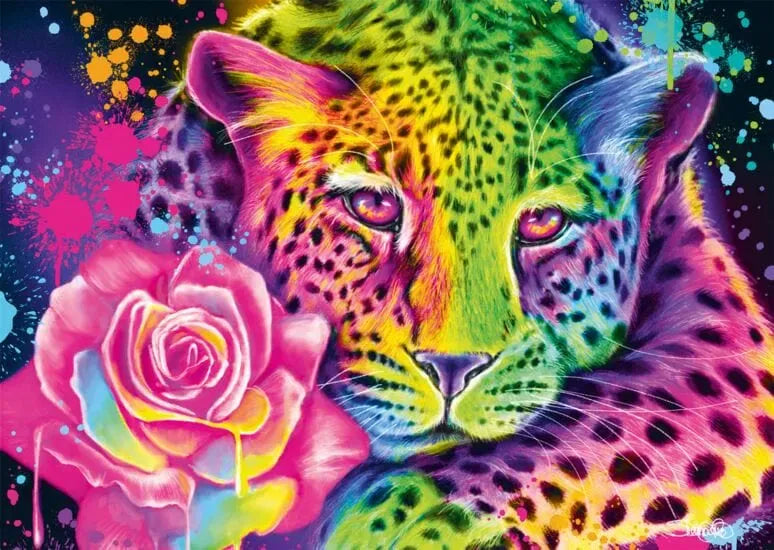 Neon Rainbow Leopard, 1000-Universalios dėlionės-Brain Games LT