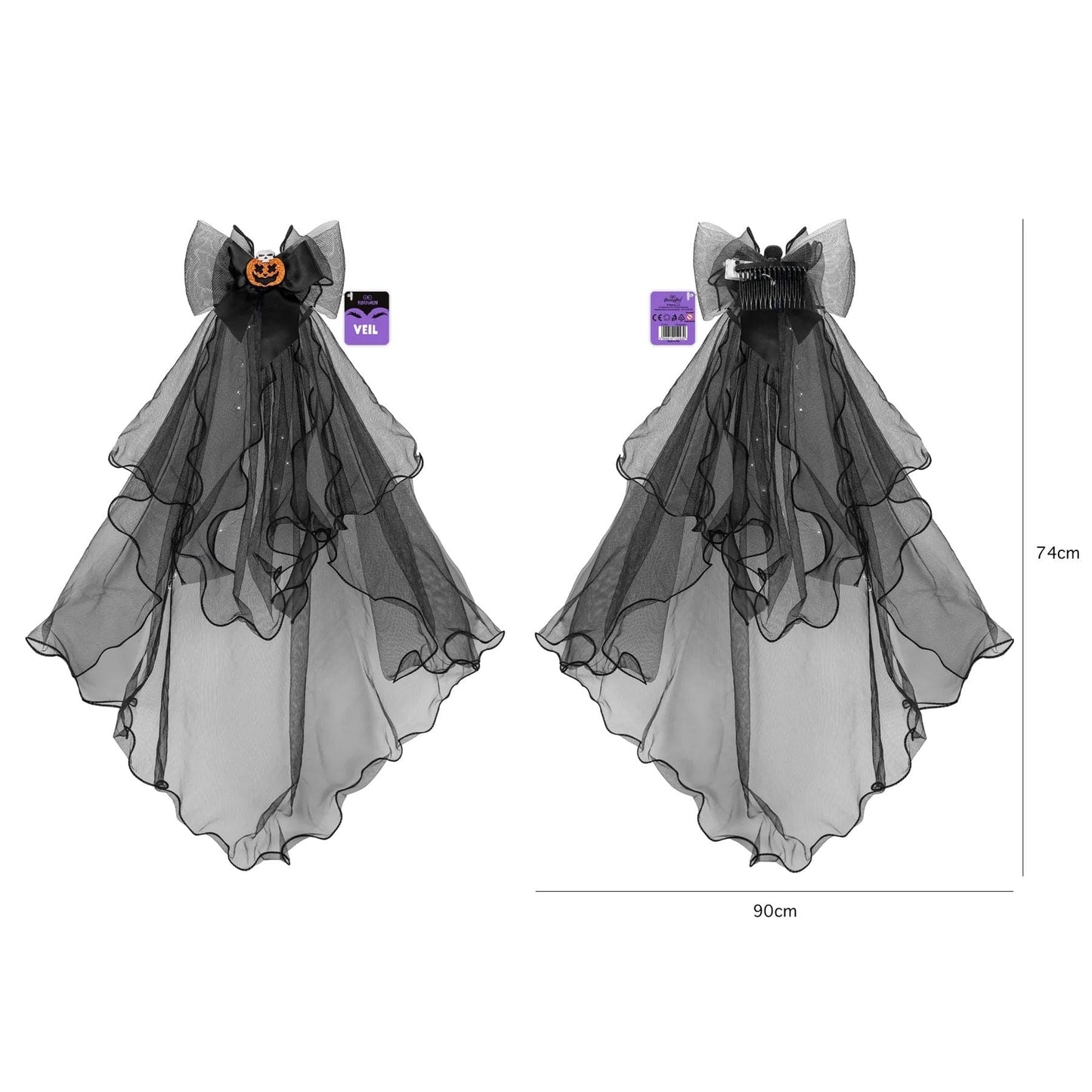 partypal Kita Juodas šydas su kaspinu ir LED