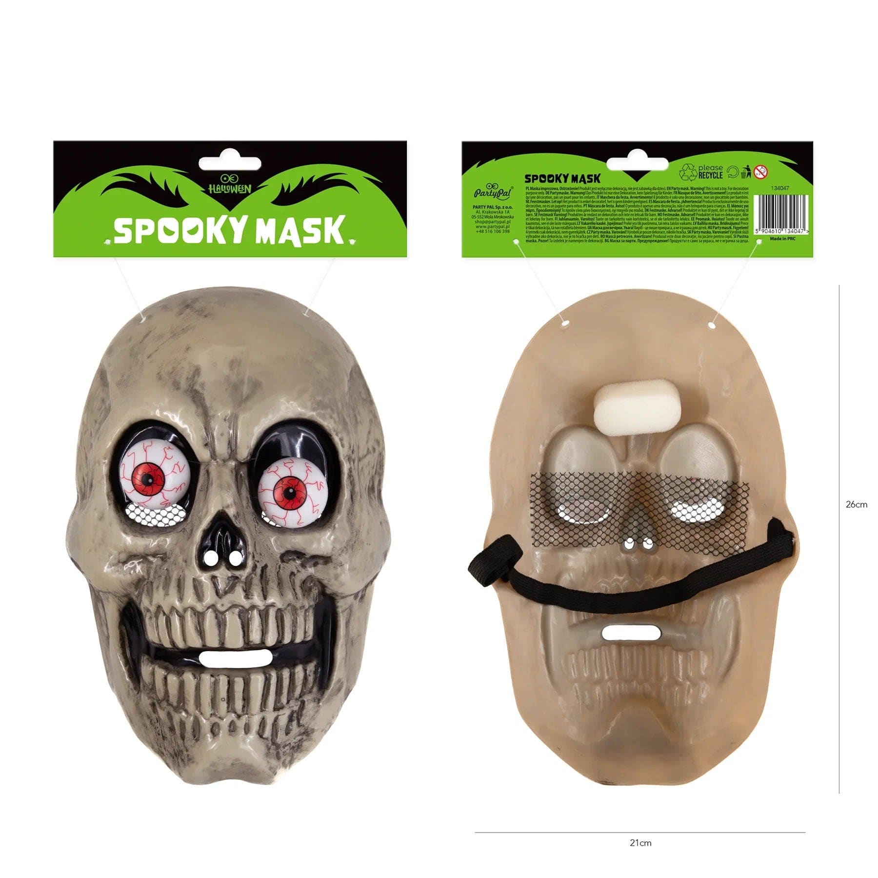 partypal Kita Kaukolės kaukė su judančiomis akimis, 18,5x26 cm