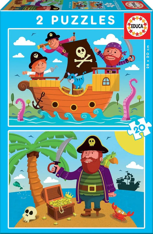 Piratai, 2 x 20-Vaikiškos dėlionės-Brain Games LT