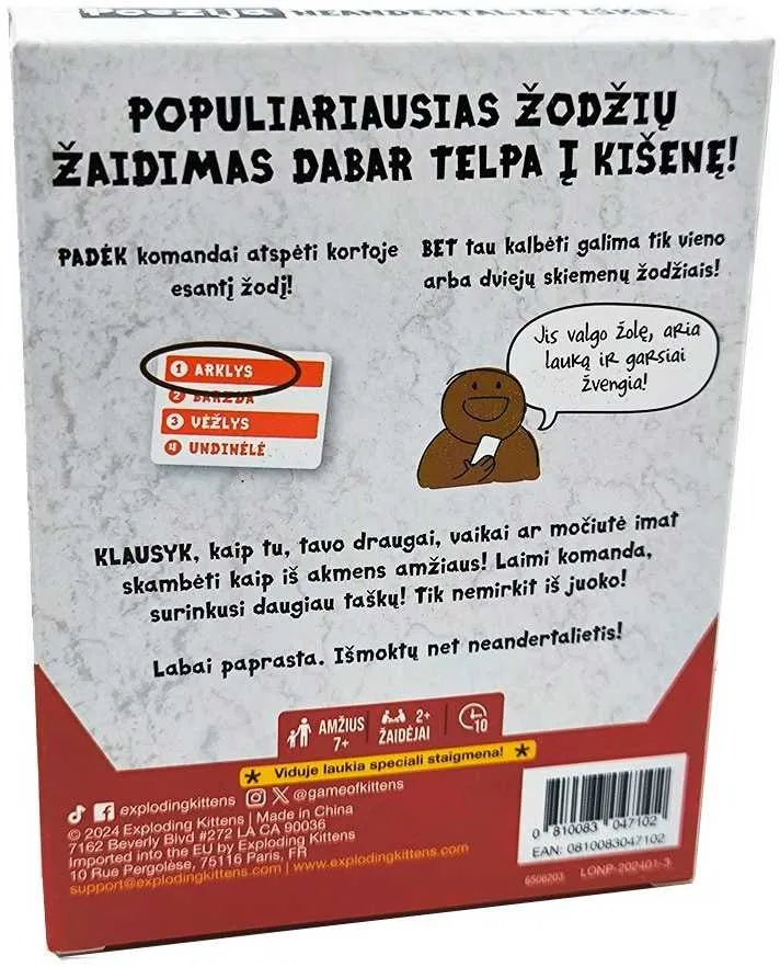 Poezija Neandertalietiškai (MINI)-Stalo žaidimai-Brain Games LT