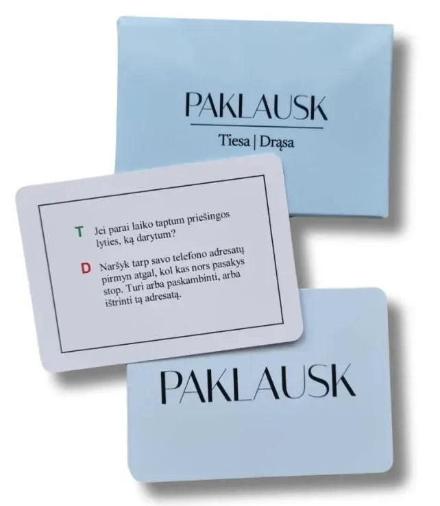 Deividas Bimba Stalo žaidimai Pokalbių kortelės PAKLAUSK | TIESA DRĄSA