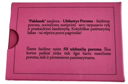Deividas Bimba Stalo žaidimai Pokalbių kortelės PAKLAUSK | UŽDUOTYS POROMS