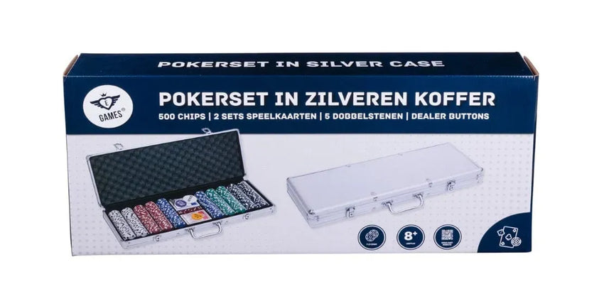 Engelhart Handelsonderneming B.V. Stalo žaidimai Pokerio rinkinys lagaminėlyje, 500 žetonų 11.5 gr