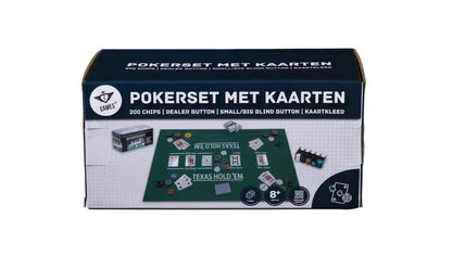 Pokerio rinkinys su kortomis, kilimėliu ir 200 žetonų dėžutėje-Stalo žaidimai-Brain Games LT