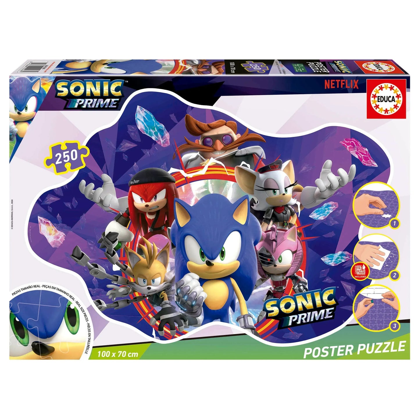 Poster Puzzle Sonic Prime, 250-Vaikiškos dėlionės-Brain Games LT