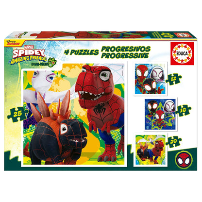 Progressive Puzzles Dino Spidey-Vaikiškos dėlionės-Brain Games LT