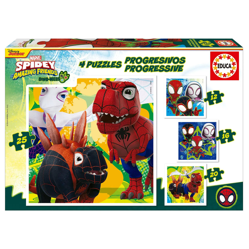 Progressive Puzzles Dino Spidey-Vaikiškos dėlionės-Brain Games LT