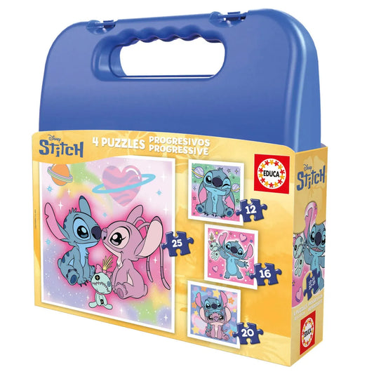 Progresyvi dėlionė „Stitch“, 12, 16, 20, 25-Vaikiškos dėlionės-Brain Games LT