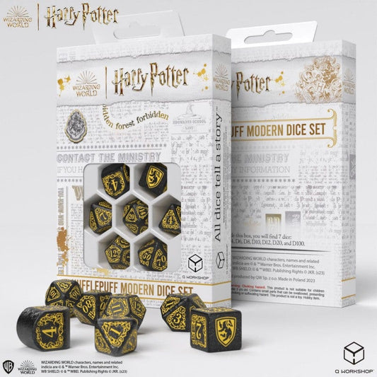Q WORKSHOP Kita Harry Potter: Hufflepuff Modern Dice Set - Black (7)
