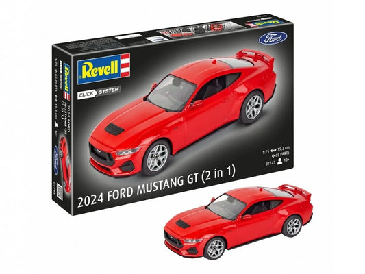 Revell - 2024 Ford Mustang GT (2 in 1) (Click System), 1/25-Surenkami modeliai-Brain Games LT