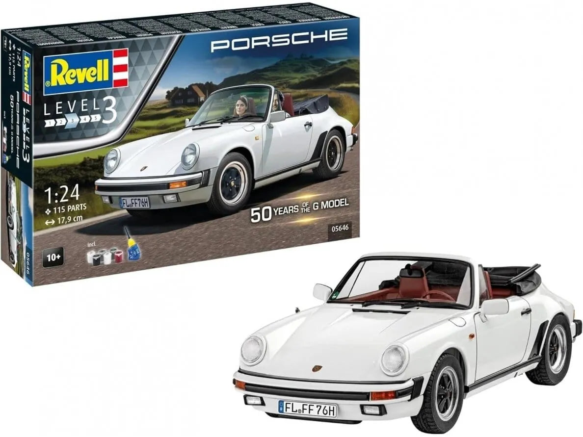 Revell - 50 Years of Porsche 911 G-Model Porsche 911 Carrera Cabrio-Surenkami modeliai-Brain Games LT