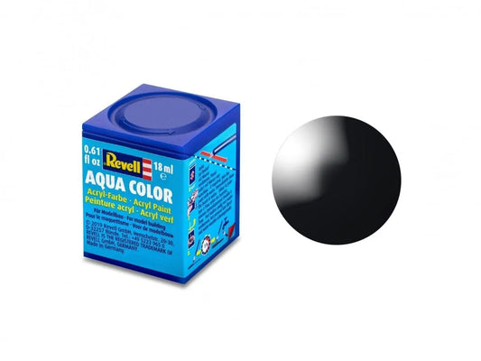Revell - Aqua Color, Black, Gloss, 18ml, 07-Modelių dažai-Brain Games LT
