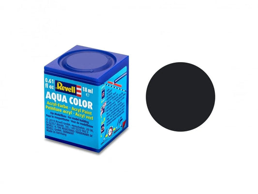 Revell - Aqua Color, Black, Matt, RAL 9011, 18ml, 08-Modelių dažai-Brain Games LT