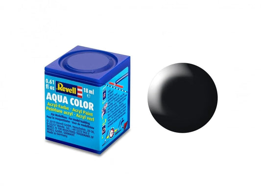 Revell - Aqua Color, Black, Silk, RAL 9005, 18ml, 302-Modelių dažai-Brain Games LT