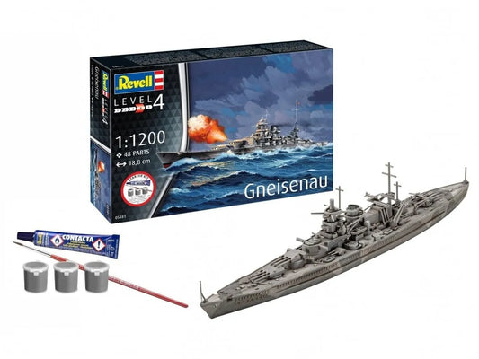 Revell - Battleship Gneisenau, 1/1200-Surenkami modeliai-Brain Games LT