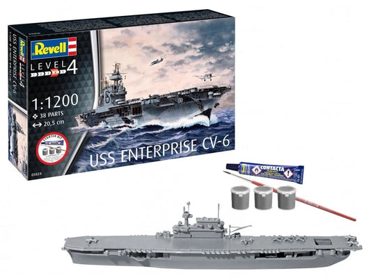 Revell - USS Enterprise CV-6, 1/1200-Surenkami modeliai-Brain Games LT