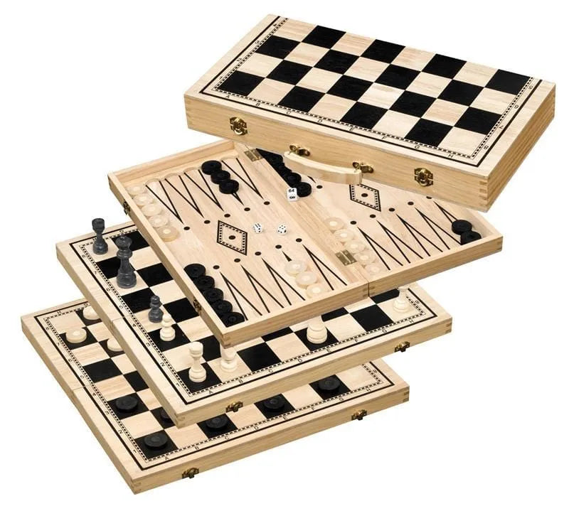 Rinkinys šaškės - šachmatai - nardai, 50mm (Philos 2519)-Klasikiniai žaidimai-Brain Games LT