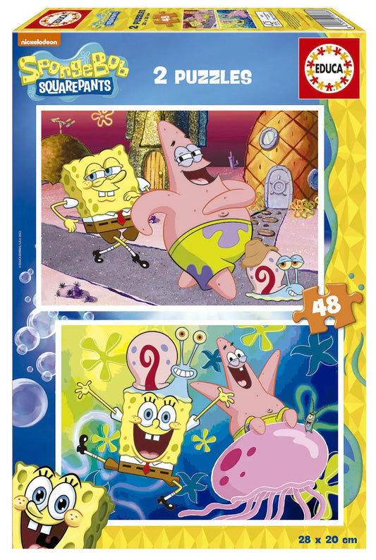 Sponge Bob, 2 x 48-Vaikiškos dėlionės-Brain Games LT