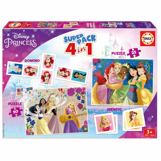 Superpack 4 in 1 Disney Princess-Vaikiškos dėlionės-Brain Games LT