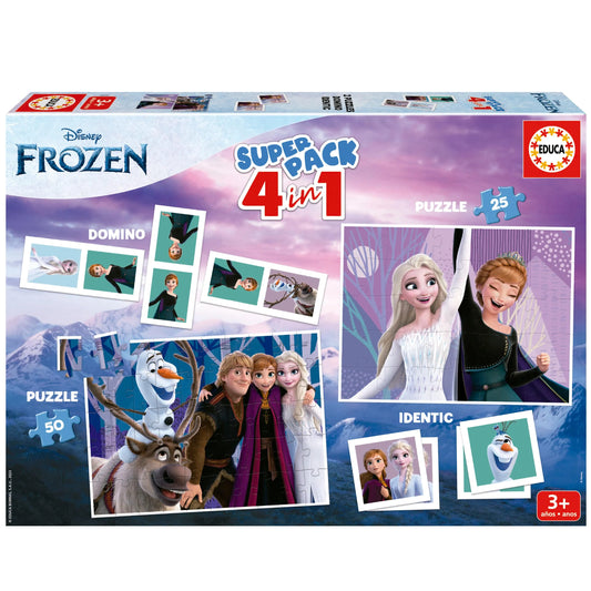 Superpack 4 in 1 Frozen-Vaikiškos dėlionės-Brain Games LT