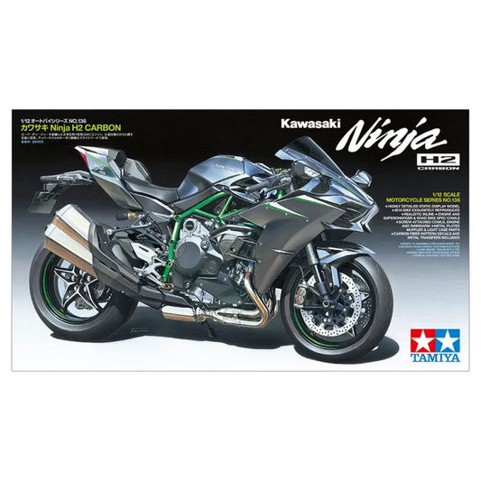 Tamiya - Kawasaki Ninja H2 Carbon, 1/12-Surenkami modeliai-Brain Games LT