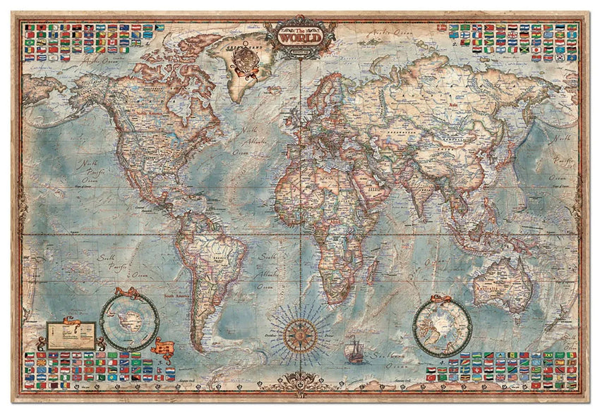 The world, executive map, 4000-Universalios dėlionės-Brain Games LT