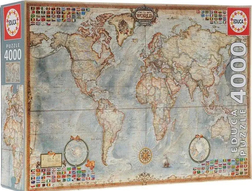 The world, executive map, 4000-Universalios dėlionės-Brain Games LT