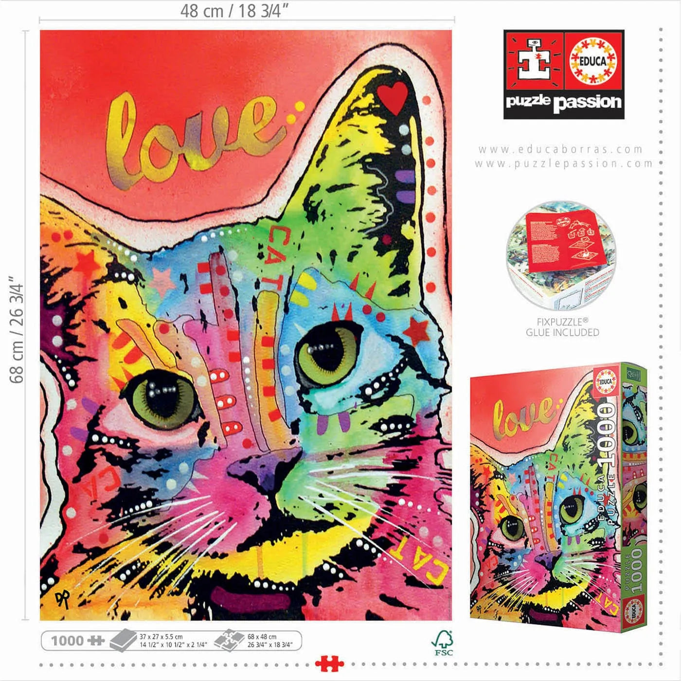 Tilt Cat Love, Dean Russo, 1000-Universalios dėlionės-Brain Games LT