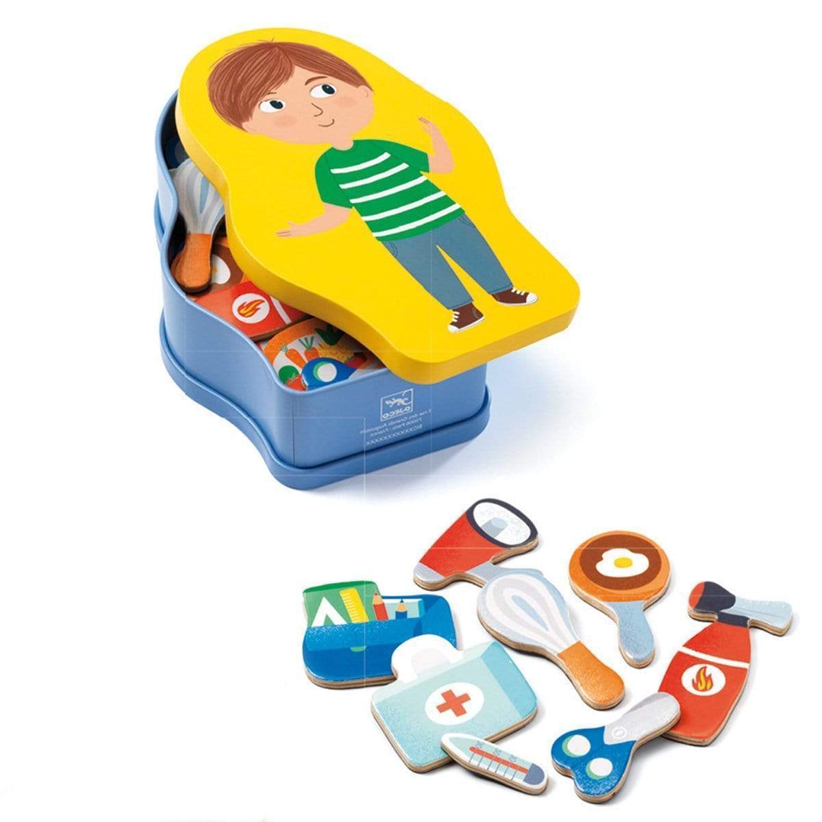 Djeco Vaikiškos dėlionės Metalinė dėžutė su mediniais magnetais - Jobissimo