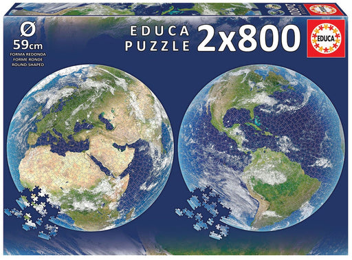 Educa Universalios dėlionės Planet Earth Round Puzzle, 2x800 pcs