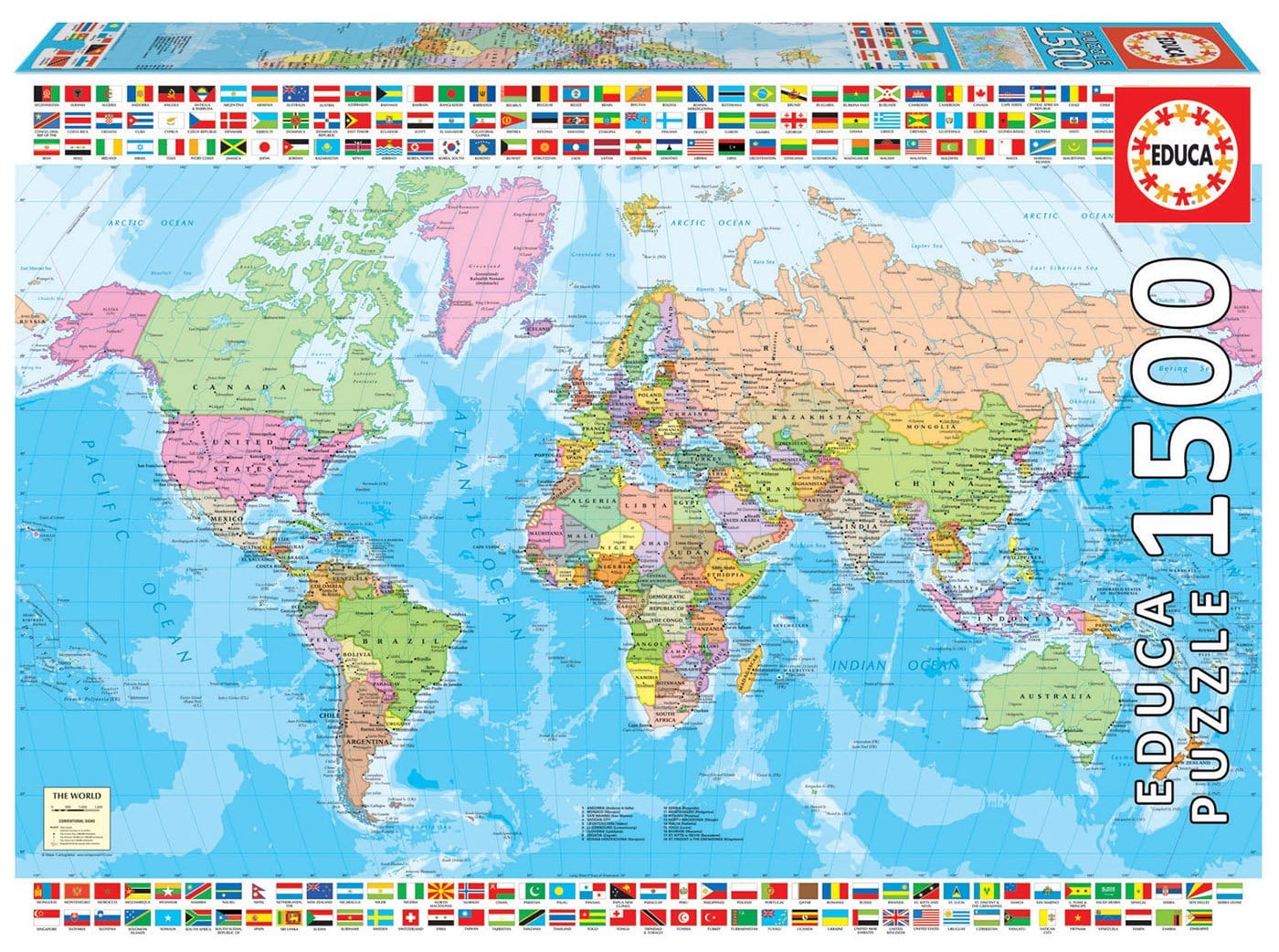 Educa Universalios dėlionės Political worldmap, 1500 pcs