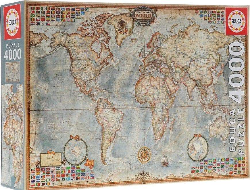 Educa Universalios dėlionės The world, executive map, 4000 pcs