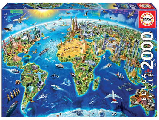 Educa Universalios dėlionės World landmarks globe, 2000