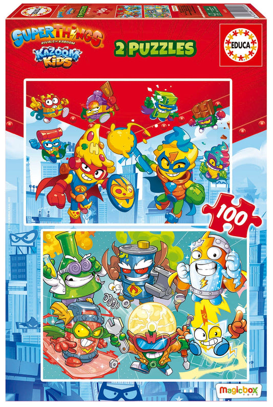 Educa Vaikiškos dėlionės Superthings, 2 x 100