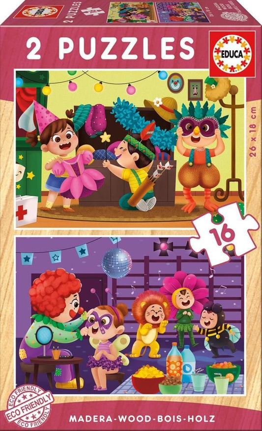 Educa Vaikiškos dėlionės WOODEN PUZZLES 2X16 COSTUMES