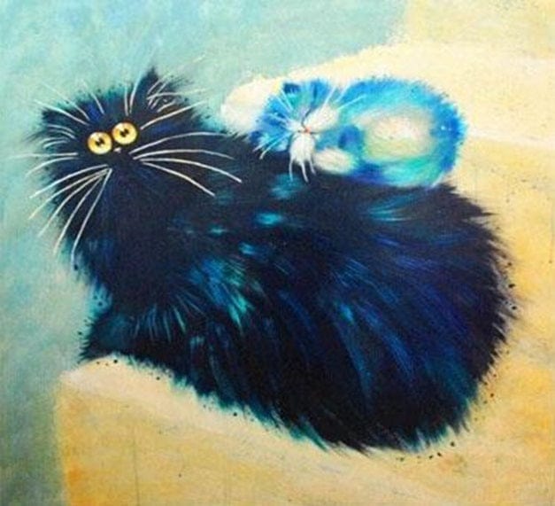 Medasle Rankdarbiai Deimantinė mozaika „Juodas kačiukas“