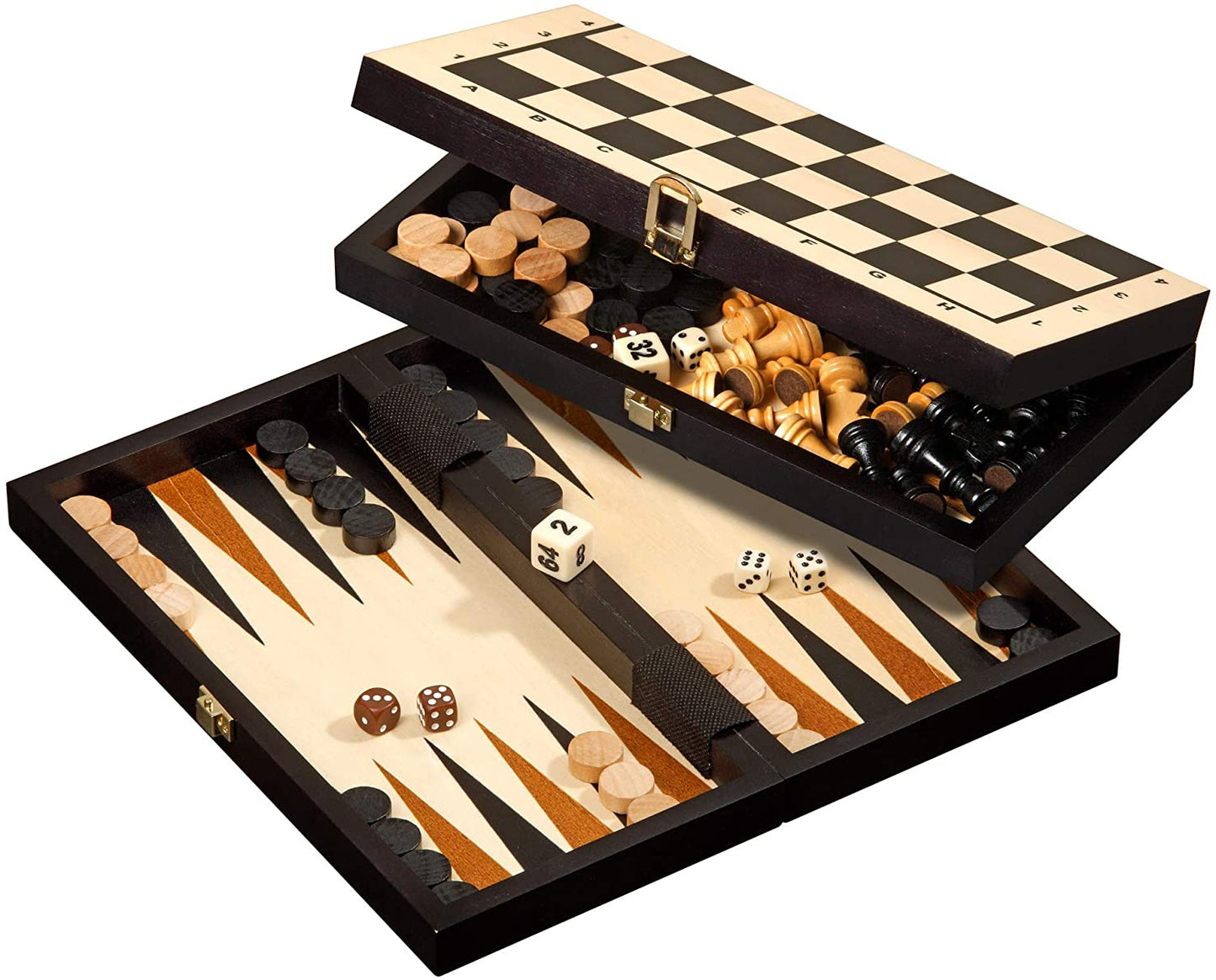 Philos Klasikiniai žaidimai Rinkinys šaškės - šachmatai - nardai 30 mm (Philos 2511)