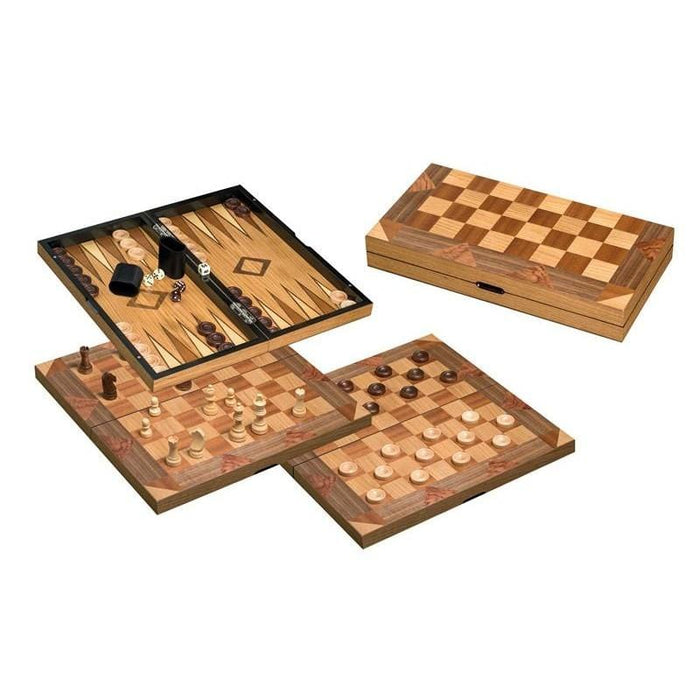 Philos Klasikiniai žaidimai Rinkinys šaškės - šachmatai - nardai 43mm (Philos 2522)